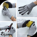 SRSAFETY 13 gauge black nylon and HPPE liner coated black high-technology foam nitrile on palm glove,cutting work gloves